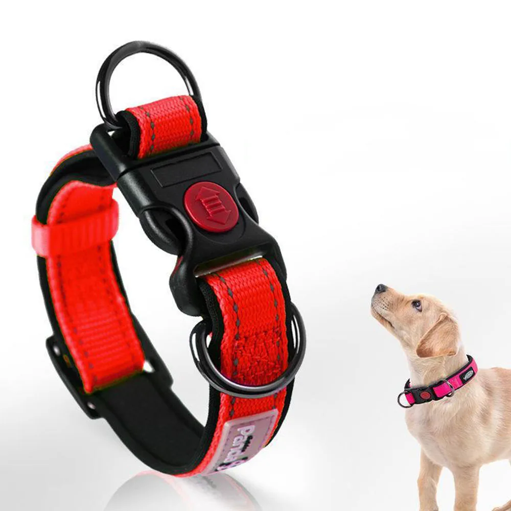 Adjustable Dog Collar Comfortable Soft Foam Padded Reflective Nylon Dog Collar with Double D Rings 1005004473619906