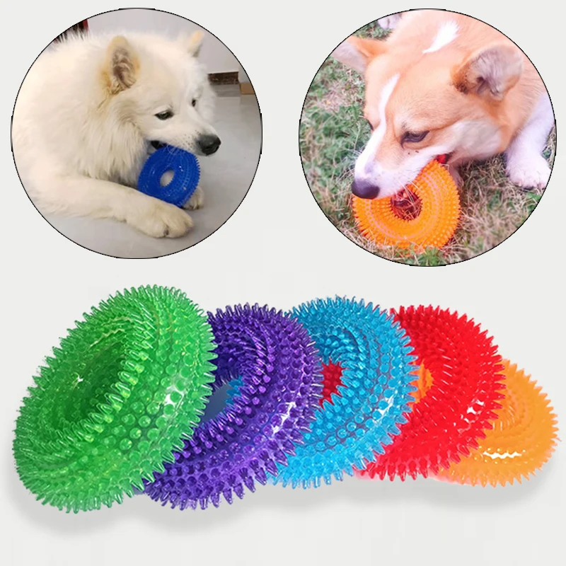 Strong Donut TPR Pet Dog Chew Toys with Squeak for Small Medium Dogs French Bulldog Corgi Border 1005004504624087