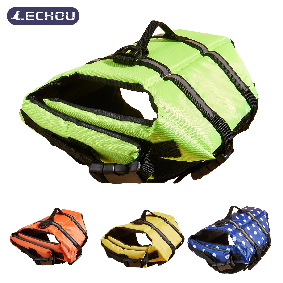 Dog Life Jacket Reflective Enhanced Buoyancy Life-saving Handle Adjustable Puppy Life Vest for Pets 1005004517812990
