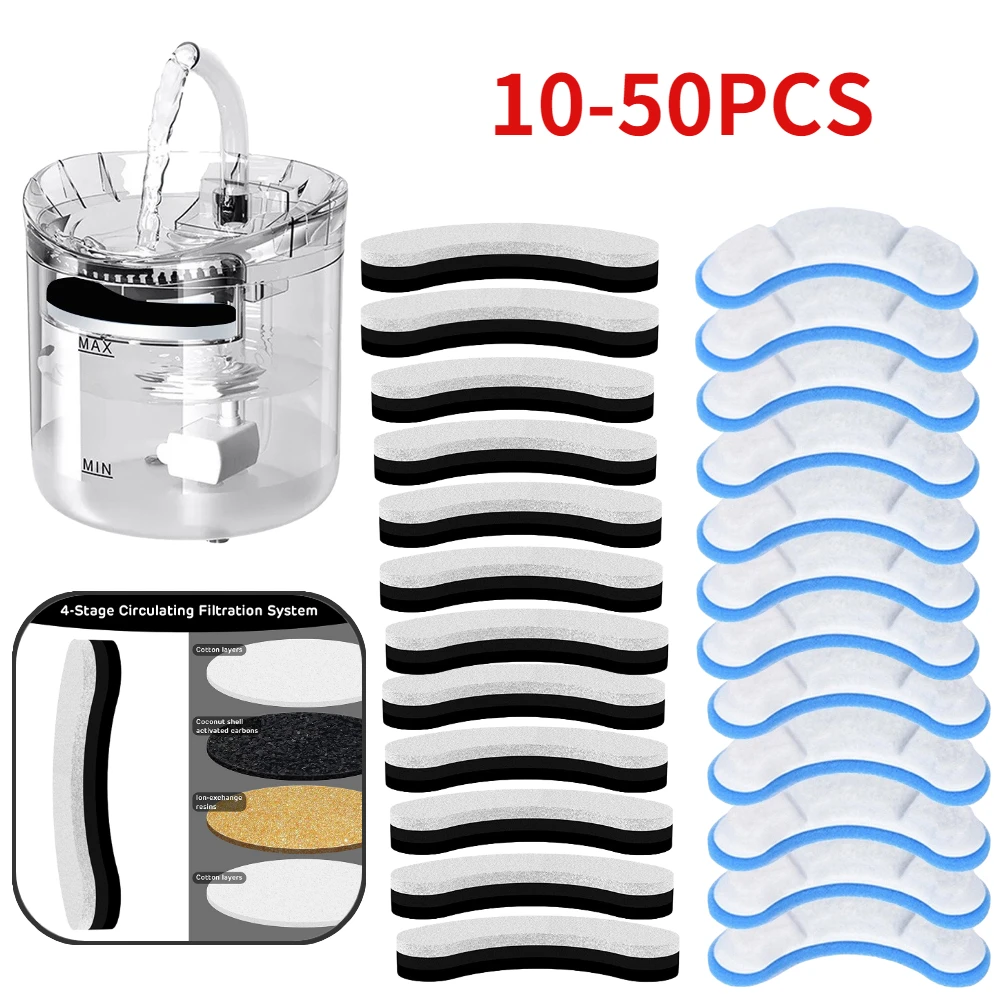 10-50pcs Cat Water Fountain Replacement Filters for WF050/WF060 Activated Carbon Filter for Pet 1005004532712855
