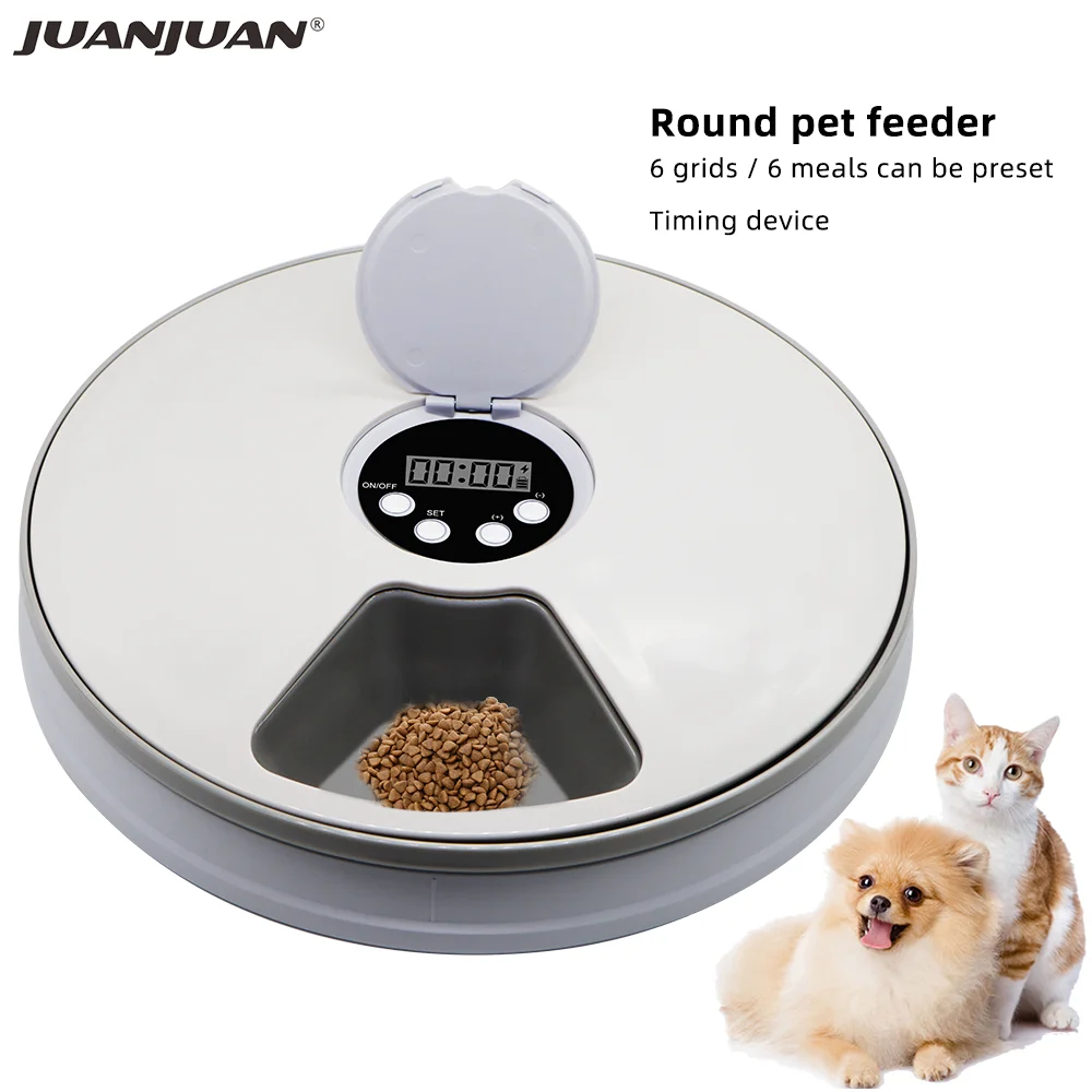 24 Hours Pet Automatic Feeder 6 Grids Electric Dry Wet Food Dispenser With Voice Recorder Round 1005004551876146