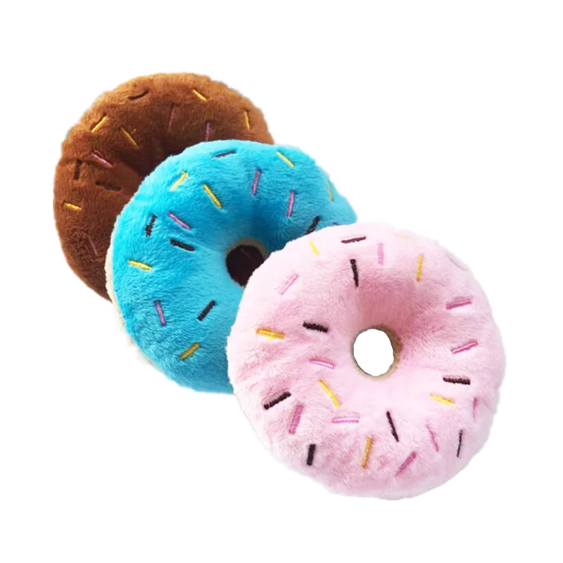 Soft Dog Donuts Plush Pet Dog Toys For Dogs Chew Toy Cute Puppy Squeaker Sound Toys Funny Puppy 1005004582616878