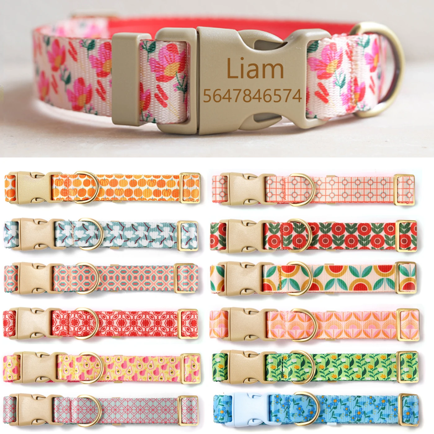Dog Collar Personalized Adjustable Custom Engraved Dog Collar Flower Customized ID Nameplate Puppy 1005004689911067