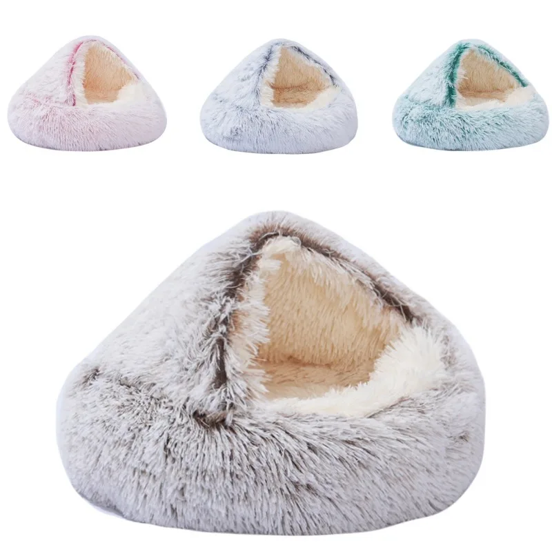 Plush Pet Cat Bed Round Cat Cushion Cat House 2 In 1 Warm Cat Basket Pet Sleep Bag Cat Nest Kennel 1005004732527443