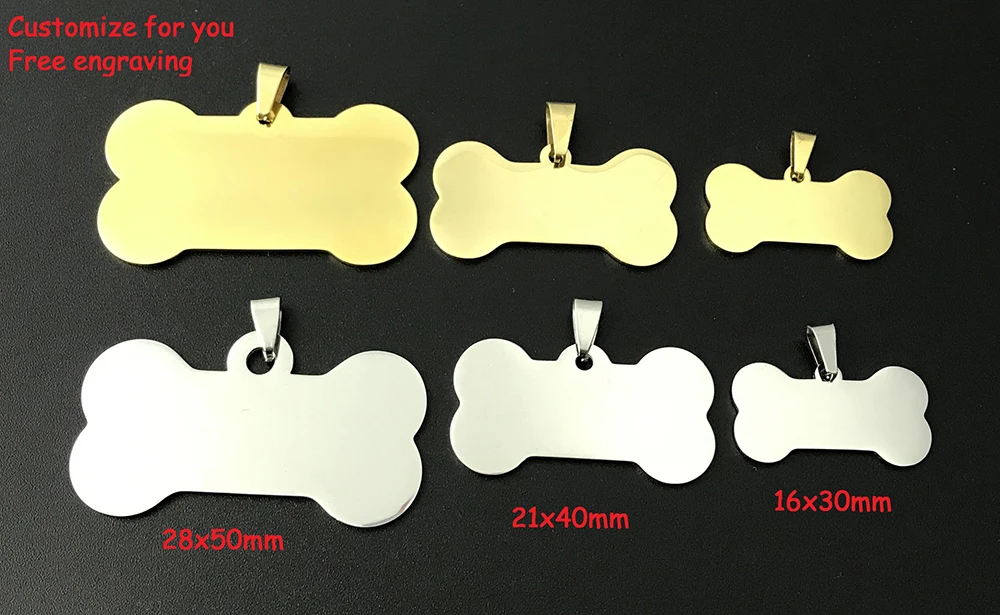 Per Lot Stainless Steel Blank Pet Tag 28x50mm 21x40mm 16x30mm Dog Bone Tag Pet ID Tag Dogtag (50pcs) 1005004737173586