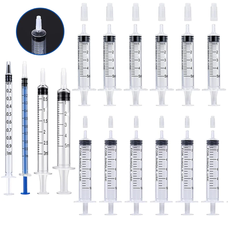 1/5/10pcs 1-60mL Plastic Syringe with Cap Reusable Measuring Injection Syringe For Ink Cartridge 1005004828189203