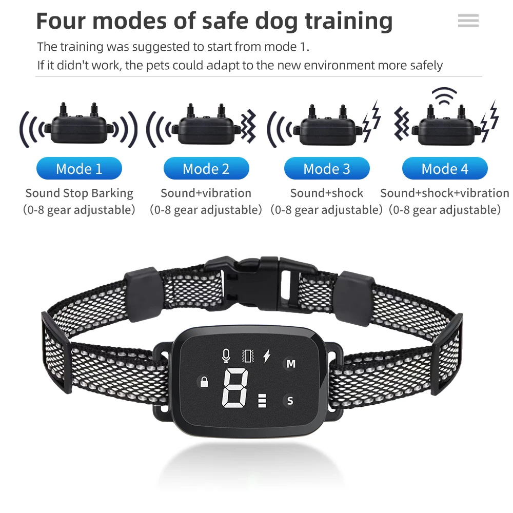 Smart Automatic Anti Barking Dog Collar LCD Digital Display Waterproof Bark Stopper Dog Trainer 1005004862057361