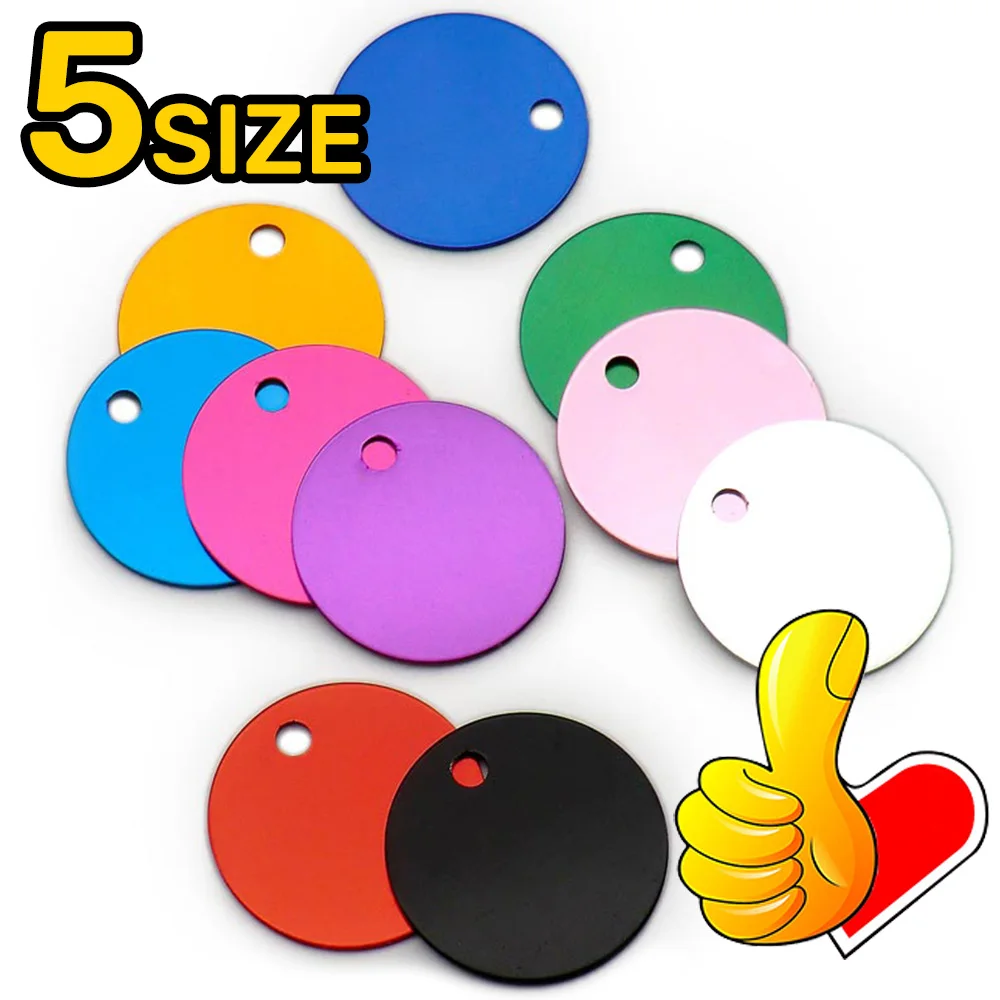 Wholesale 20Pcs Dog Id Tags Round Aluminum Tag DIY Personalized Pet Name Plate Engraving Anti-lost 1005004872960138