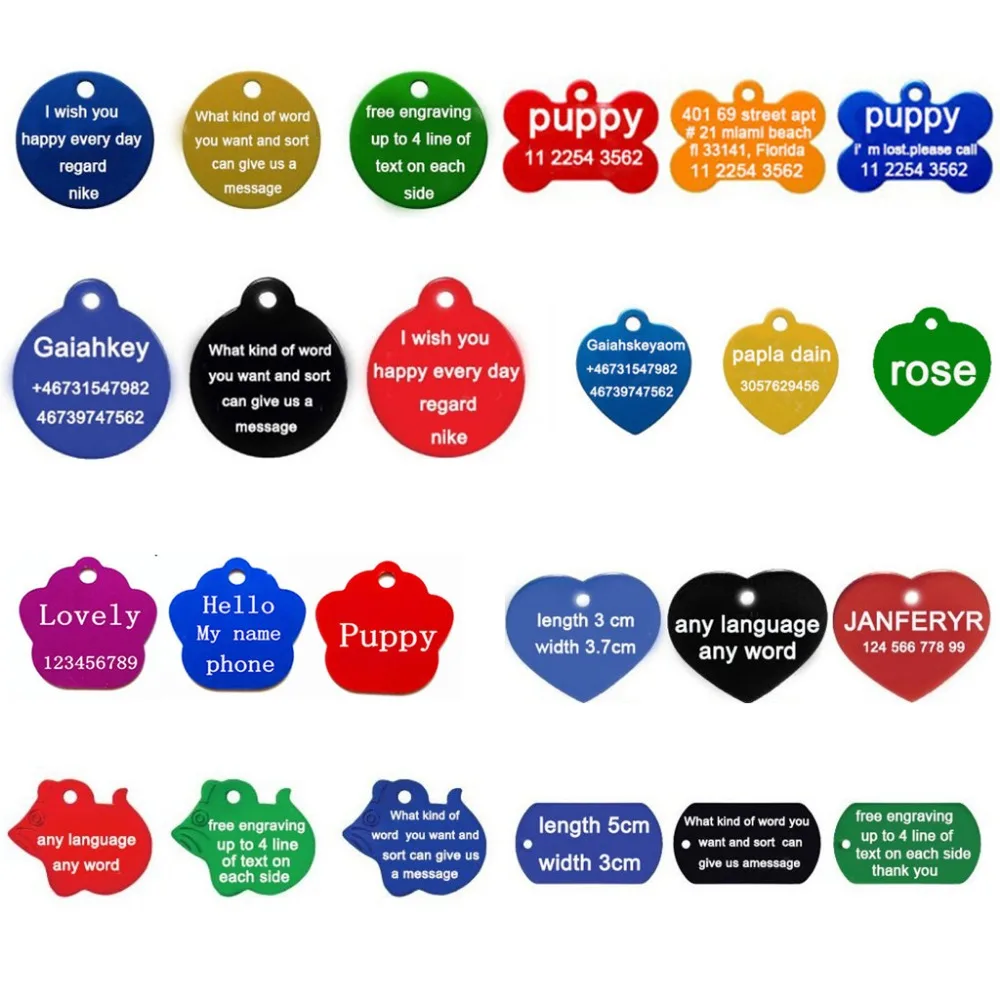 1pcs Free Laser Engraving Personalized Custom Pet Dog ID Tag Cat Puppy Name Pendant Tags Pets Tag 1005004900957582