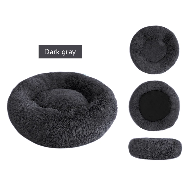 Pet Dog Bed Long Plush Donut Round Dog Kennel Comfortable Fluffy Cushion Mat Winter Warm For Dog 1005004935808179