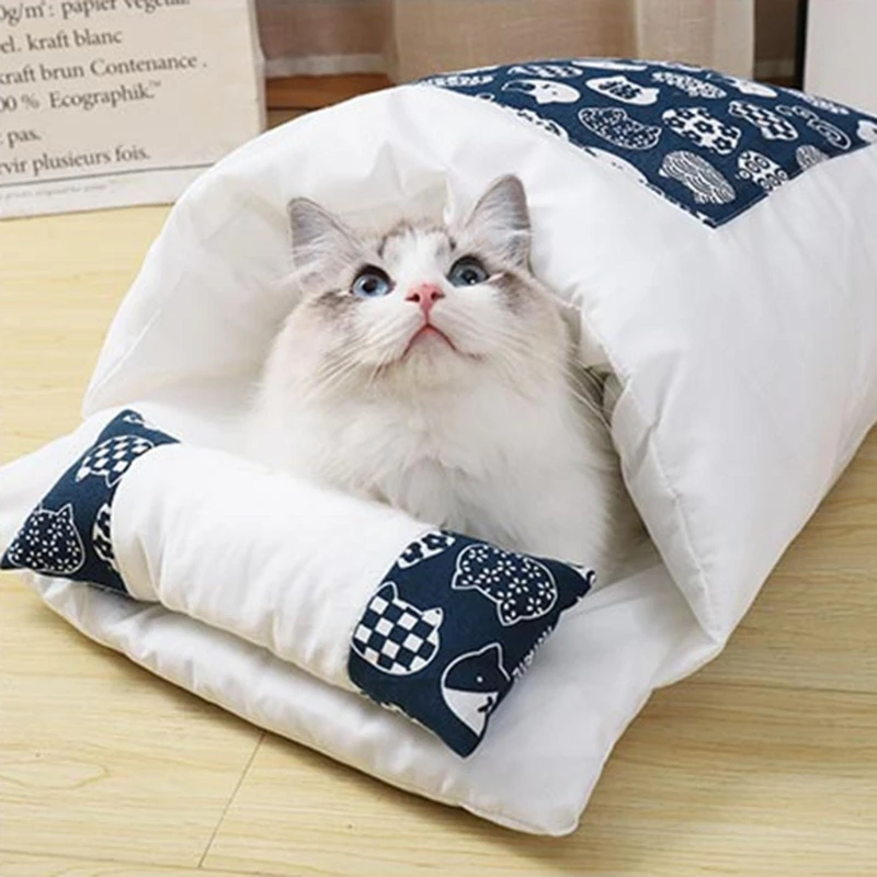 Cat Bed Cave Sleeping Bag Self Warming Pad Pet Sack Hideaway Soft Warm Cushion with Pillow for Cats 1005004956082097