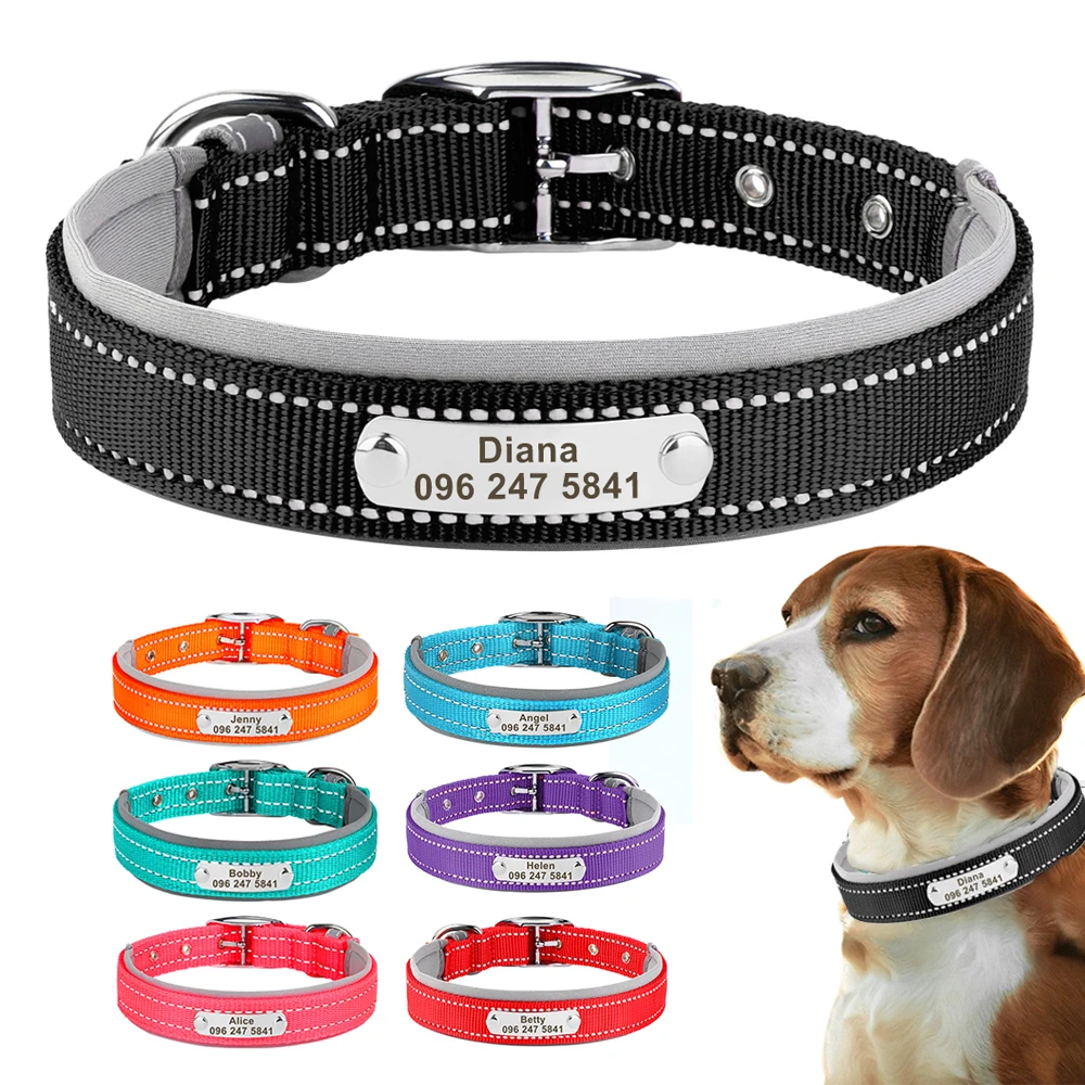 Reflective Nylon Dog Collar Personalized Pet Collar Anti-lost ID Tag Custom Dog Name Collars For 1005004984459394