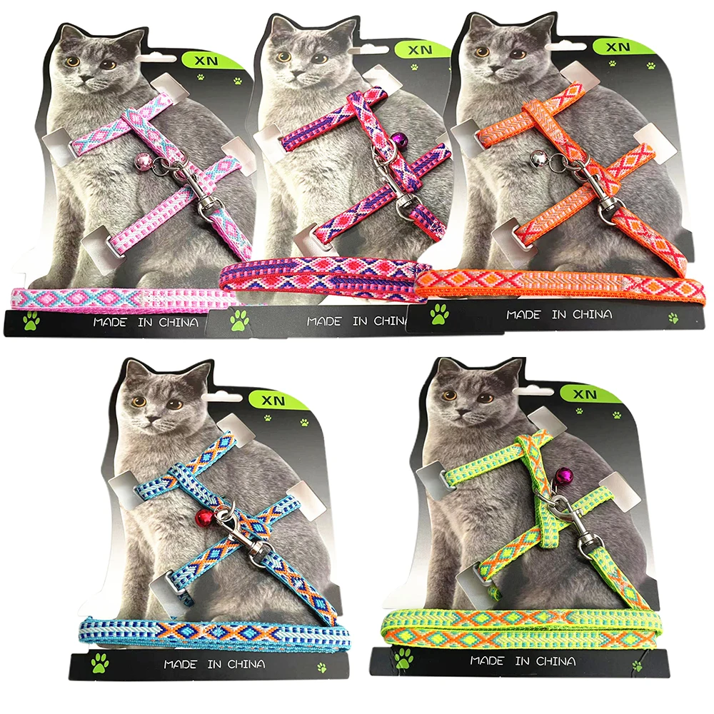 Adjustable Cat Dog Harness and Leash Set Nylon Vest Walking Lead For Kitten Puppy Cats Harness 1005005029996573