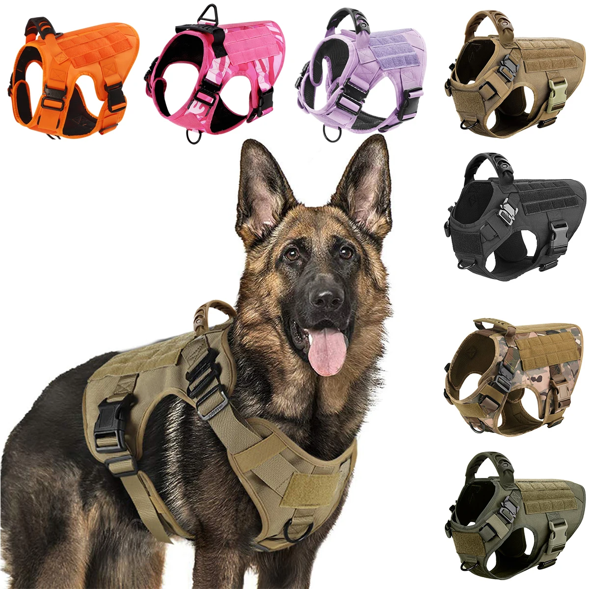 Large Dog Harness Training Pet Vest for French Bulldog German Shepherd Malinois Tactical Harnesses 1005005130520965