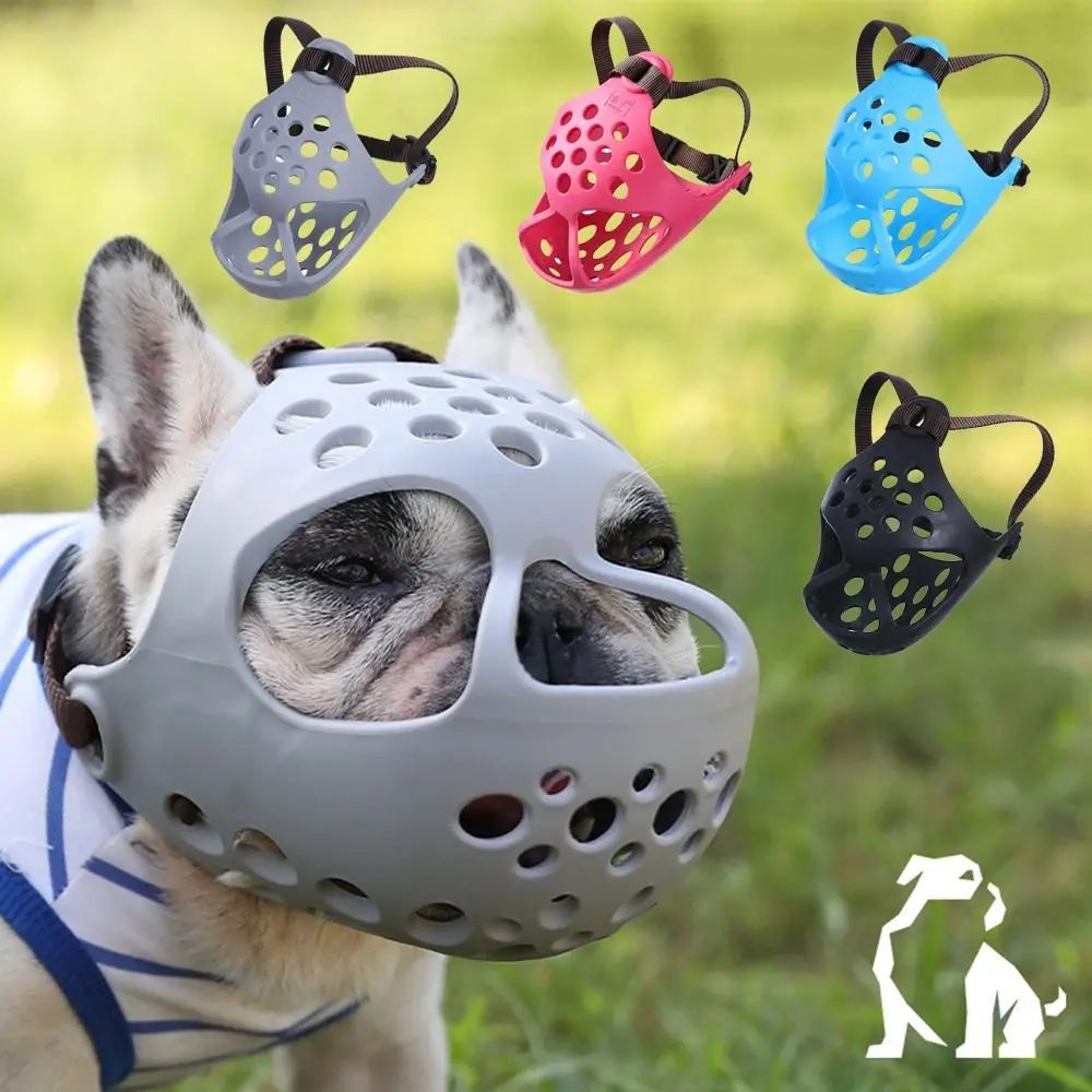 Adjustable Aggressive Dog Flat-Faced Anti Barking Face Mesh French Bulldog Pet Dog Muzzle Biting 1005005136206182