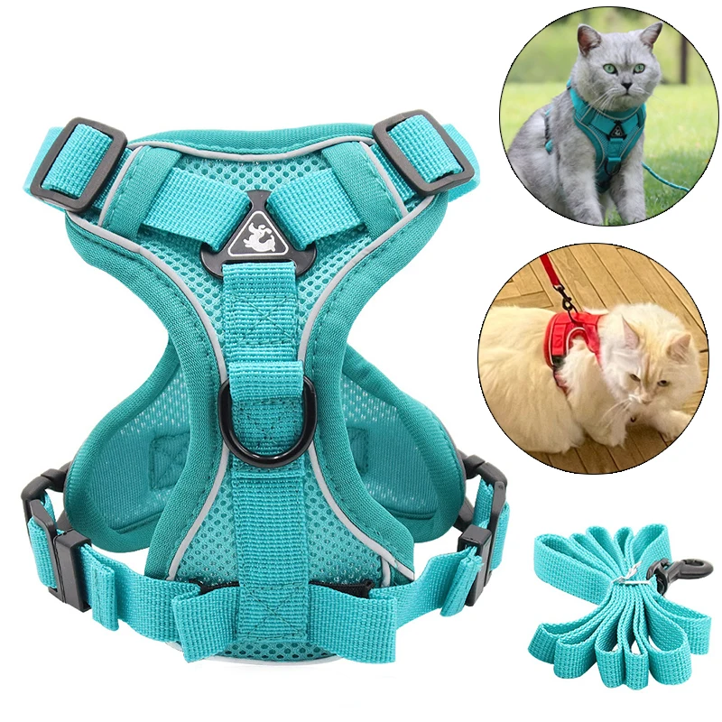 Fashion Reflective Cat Harness and Leash Sets Breathable Mesh Pet Harnesses for Small Dogs Cats 1005005141826632