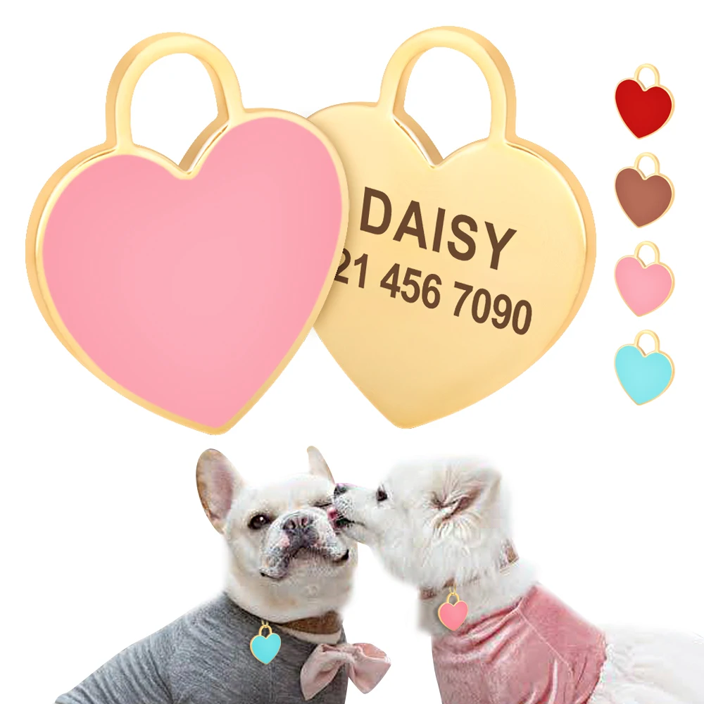 Free Custom Dog ID Tag Personalized Puppy Cat Nameplate Pendant Anti-lost Heart Tags For Collar 1005005163666343