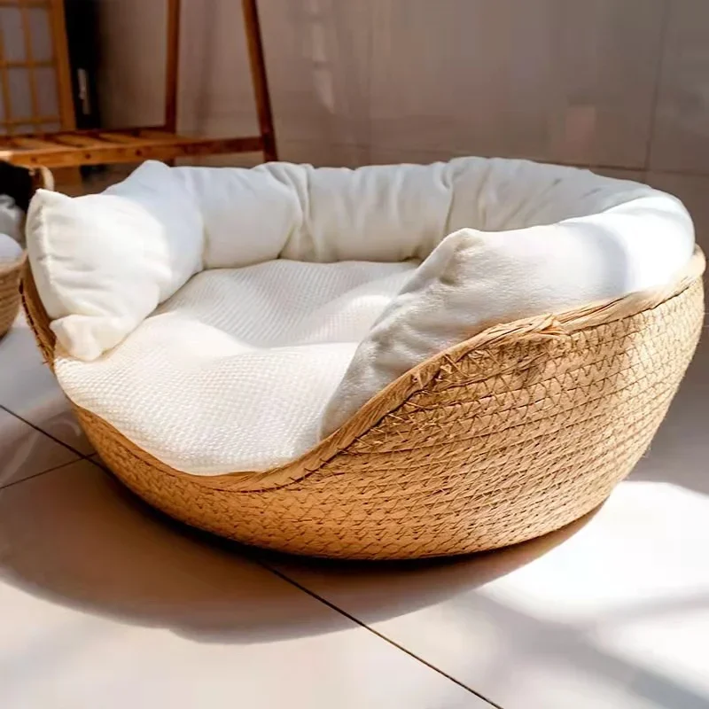 Four Season Cozy Nest Baskets Sleeping Bag Soft Cat Kennel Dog Beds Bamboo Weaving Waterproof 1005005165820192