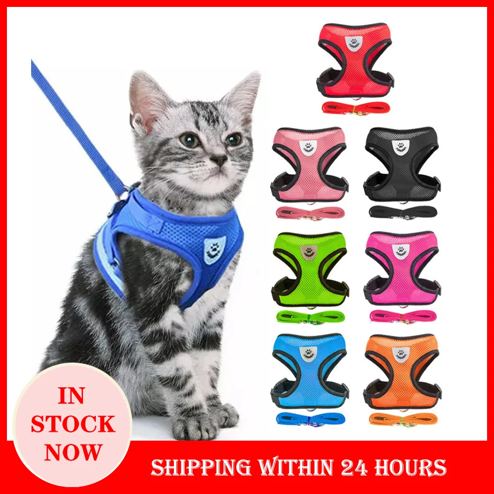 Cat Harness Adjustable Vest Walking Traction Rope Set for Dog Collar Breathable Mesh Harness 1005005170452324