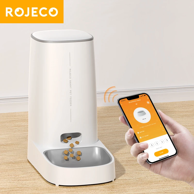 ROJECO Automatic Cat Feeder Pet Smart WiFi Cat Food Kibble Dispenser Remote Control Auto Feeder For 1005005197041461
