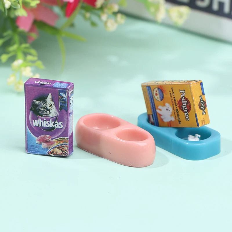 1/12 Dollhouse Miniature Pet Dog Cat Food with Bowl Kitchen Garden Decor Doll House Accessories 1005005222998658