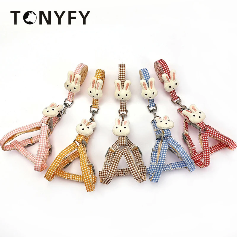 Dog Harness For Small Dogs Cats Adjustable Kitten Collar Pet Harness With Leash Set Plaid Chest 1005005237212806