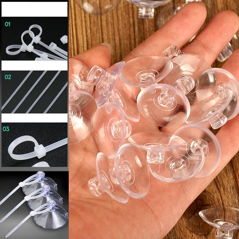 Aquarium Accessories Fish Tank Suction Cups Ribbon Clip Suction Hooks Adjustable Cable Ties for 1005005342885460