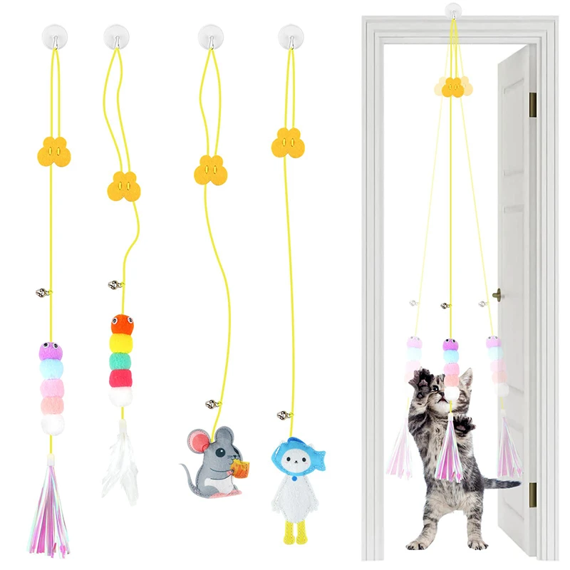 Cat Toys Swing Sticky Disc Elastic Hanging Door Teasing Rope Long Rope Teasing Cat Toy Cat 1005005356423608