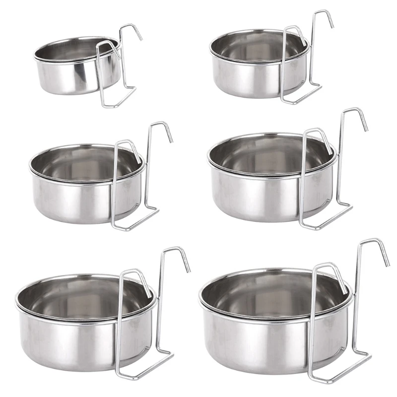 Crate Dog Bowl Stainless Steel Hanging Pet Cage Bowl Food & Water Feeder Coop Cup for Cat Puppy 1005005396771036