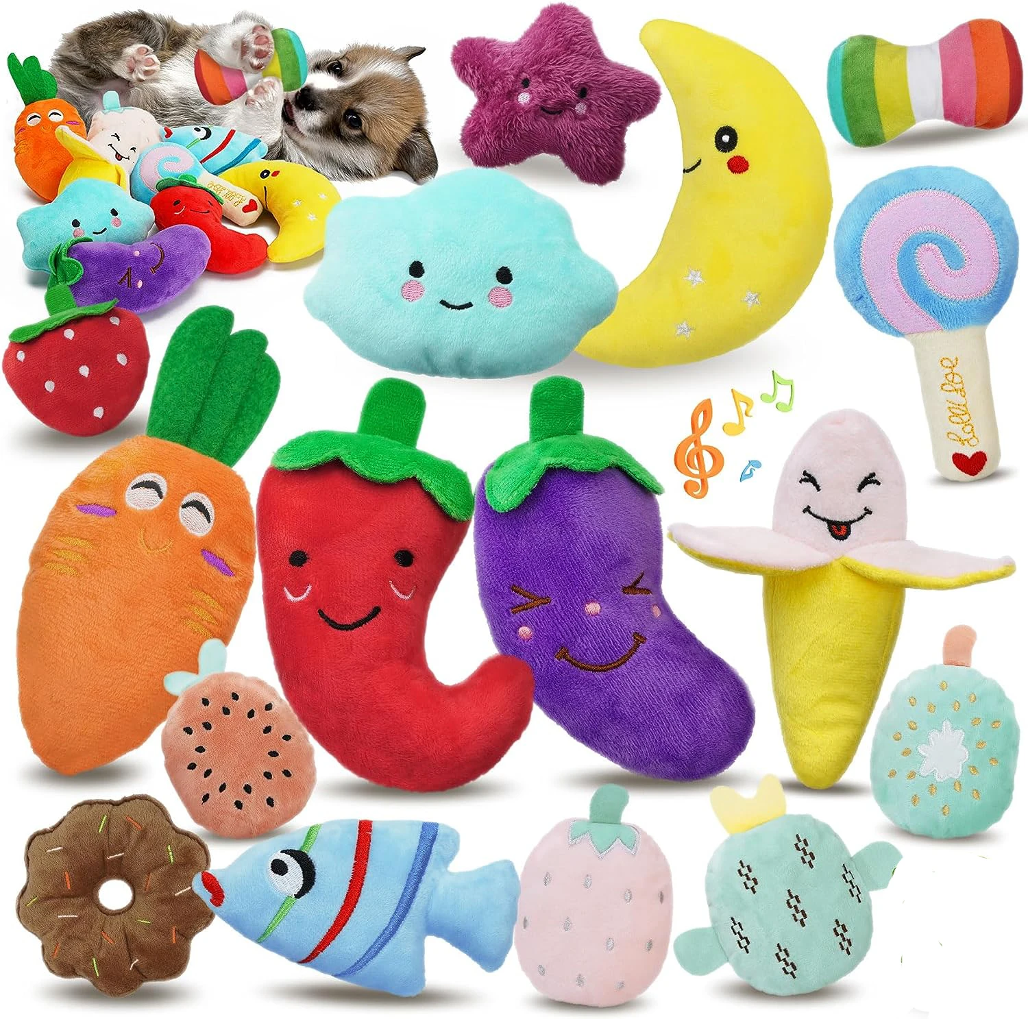 1PC Puppy Dog Plush Squeaky Toys for Small Medium Dogs Bone Aggressive Chewers for Pet Cat Products 1005005419777975