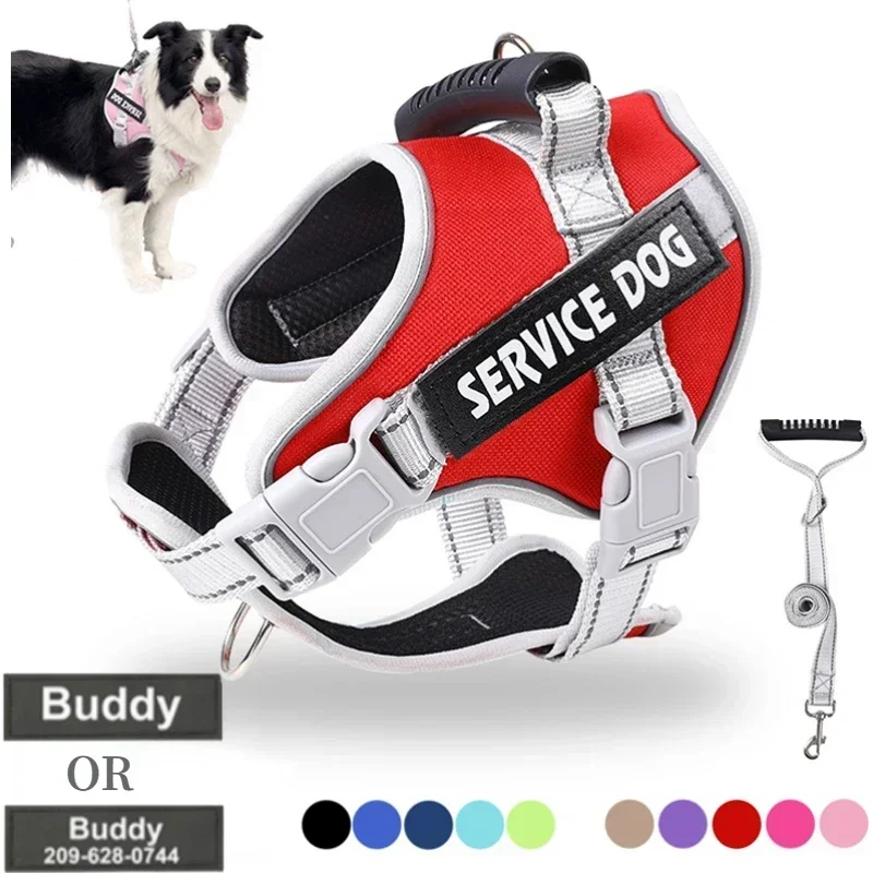 Service Dog Harness with Custom ID Tag Adjustable Dog Harness Dog Vest Leash for Large Dogs Outdoor 1005005421983823