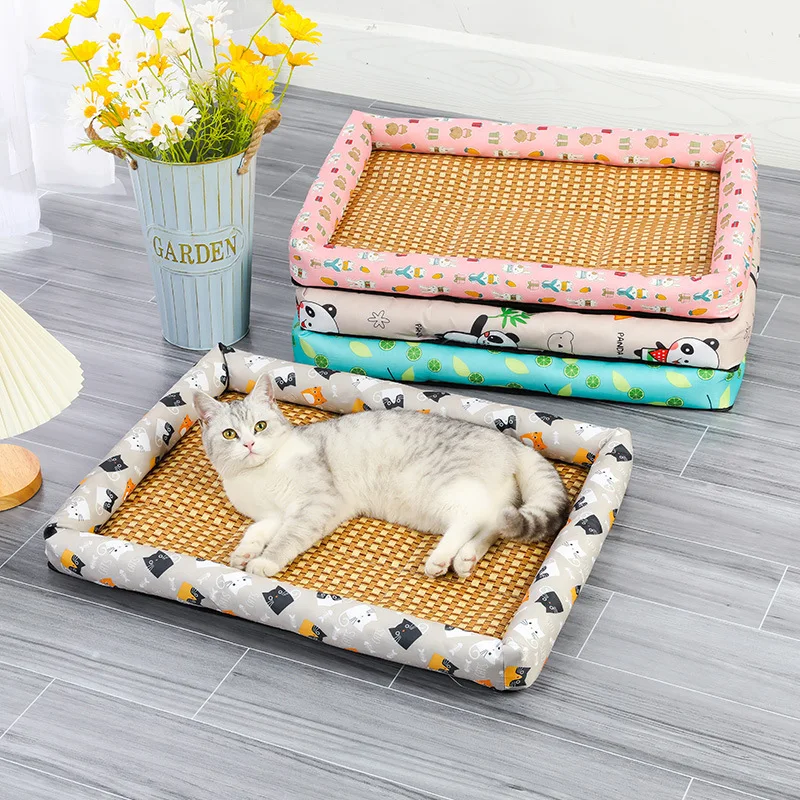 Pet Cat Bed Mat Rattan Woven Cat Sleeping Mat Sofa Bed Summer Pet Cooling Mat for Small Dog Cats 1005005429676335