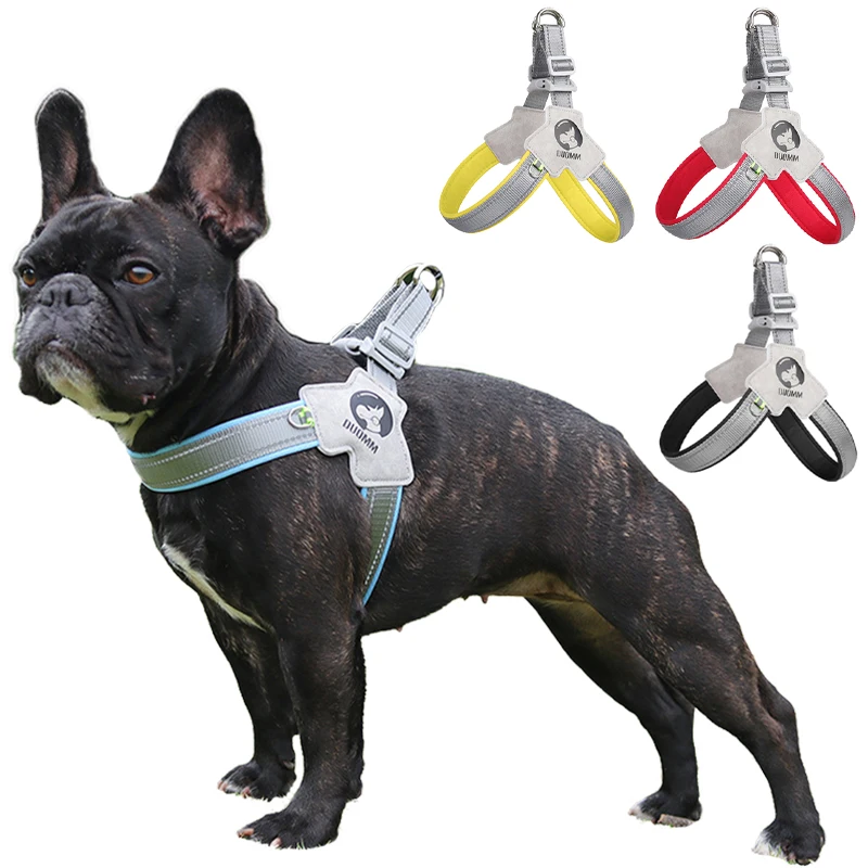 Reflective Pet Dog Harness Saddle Style Breathable Dog Chest Strap for French Bulldog Collar Small 1005005444661208
