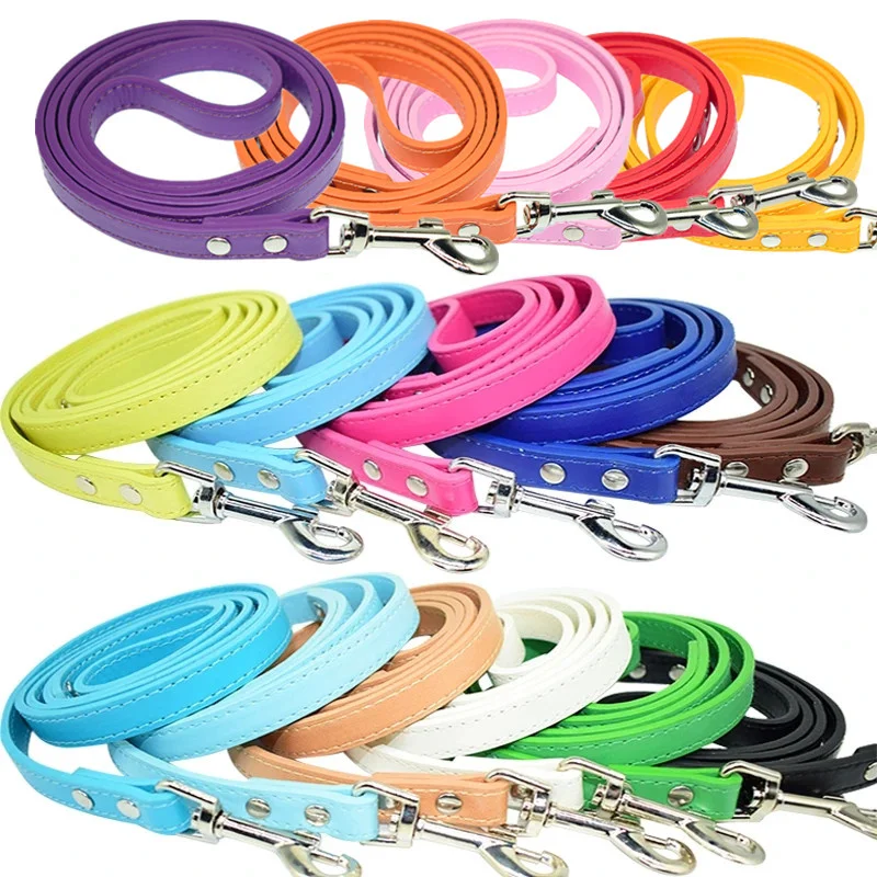 Leather Dog Leash Pet Dogs Leashes 16 Colors Solid Dog Training Leashes for Large Medium Small Dogs 1005005463097547