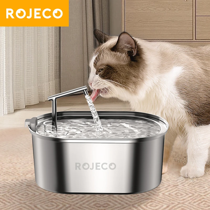 ROJECO Stainless Steel Cat Water Fountain Automatic Cat Drinker Drinking Fountain For Cats Dogs Pet 1005005486109498