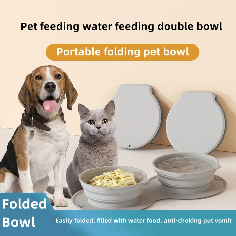 Portable Silicone Dog Feeding Bowl with Double Water Compartments 1005005536545691