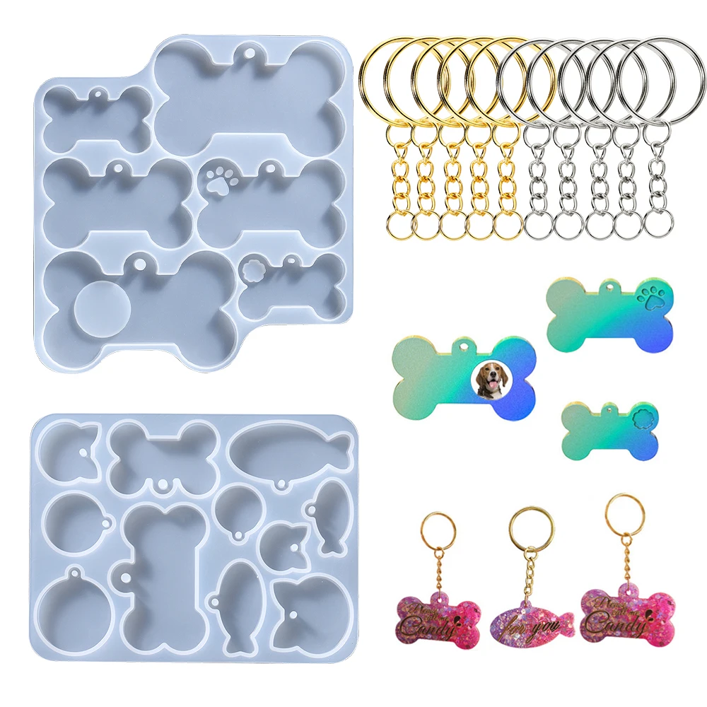 Dog Cat Tag Silicone Mold Dog Bone Shape Epoxy Resin Mould for DIY Pets Key Chain Necklace Pendants 1005005560947585