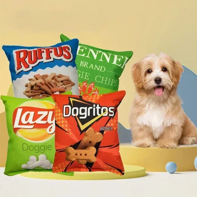 Potato Chip Bag Funny Dog Toys Plush Squeaker Food Toy for Small Medium Dogs Interactive Squeaky 1005005580719366