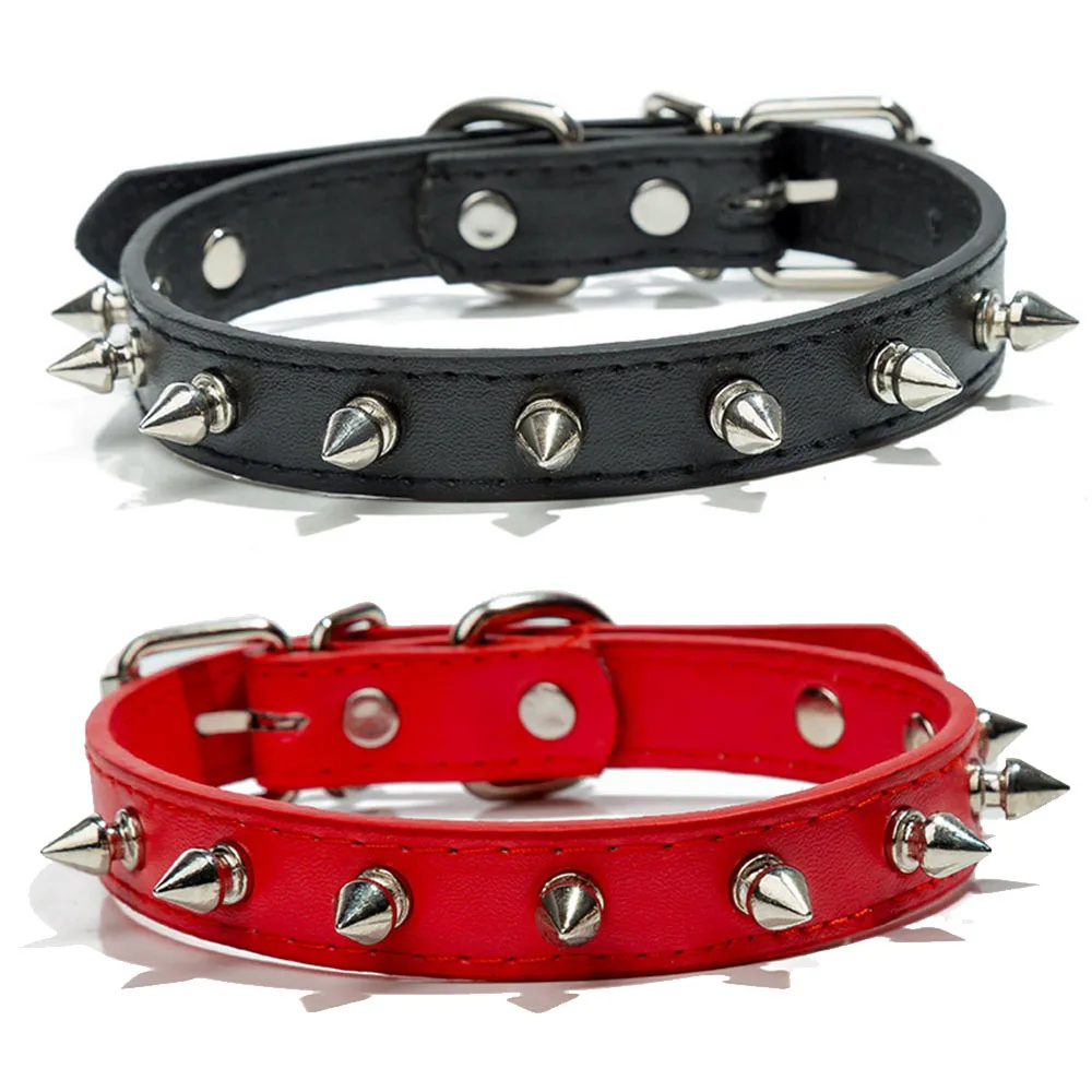 Spiked Dog Collar for Small Breed Dogs One Row Studded Leather Pet Collar Anti-Bite Neck Strap for 1005005586839210