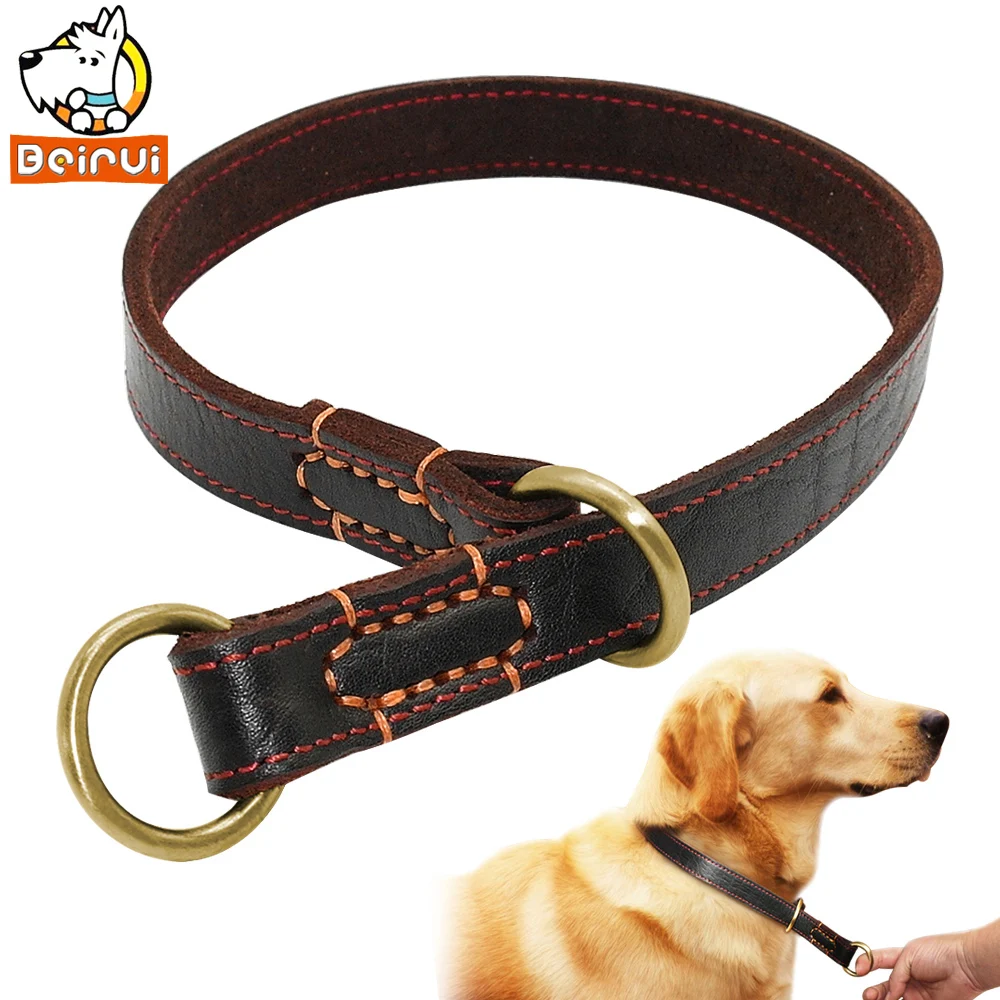 Durable Slip Real Leather Dog Collars Medium Large Dogs Choke Training Collar for Labrador German 1005005593821697