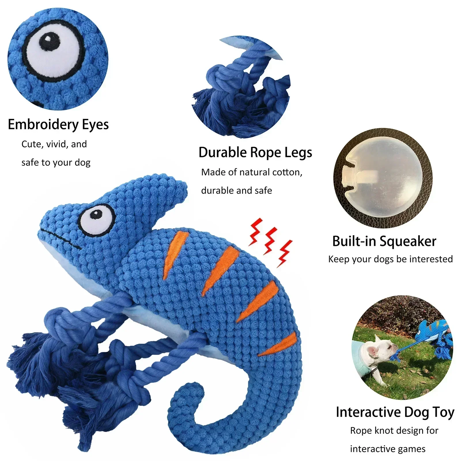 Dog Toys for Small Large Dogs Chameleon Plush Dog Squeaky Toy Puppy Chew Toys Bite Resistant Pet 1005005599124128