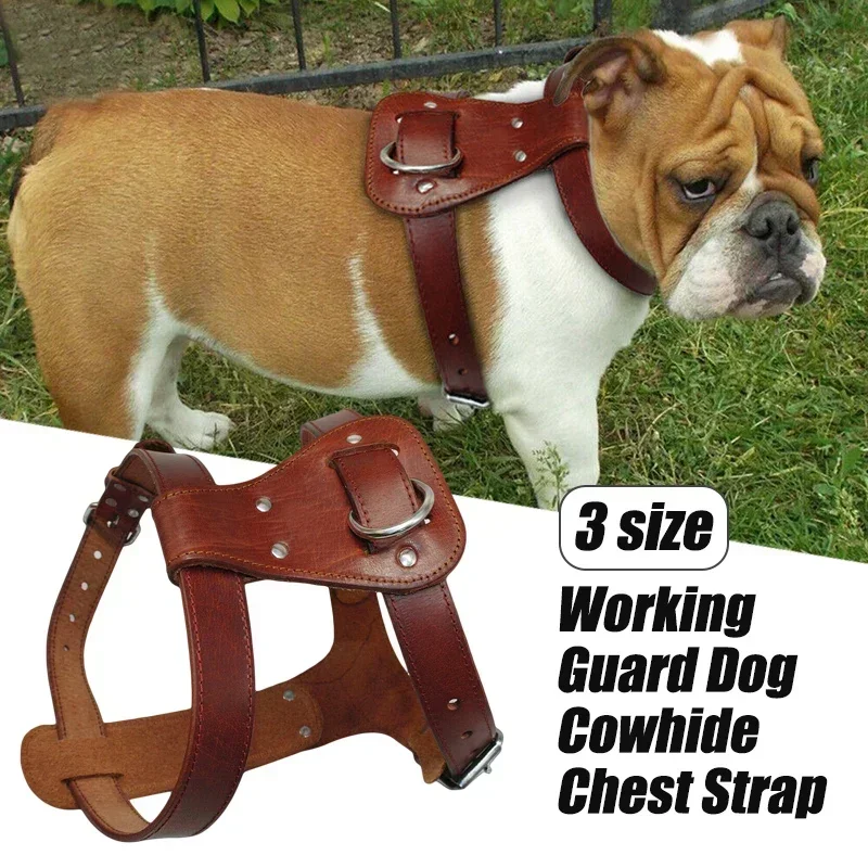 Genuine Leather Dog Cat Harness Brown Real Leather Dogs Walking Training Vest Adjustable Straps 1005005600606299
