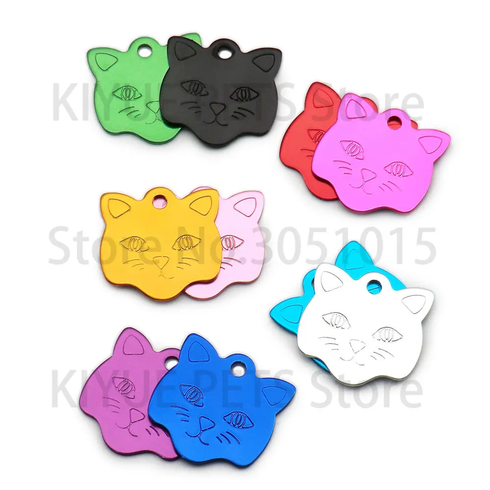Wholesale 20Pcs Cat ID Tag Cats Name Tag Pendant Aluminum Pet Accessories Face Nameplate Customized 1005005609578208