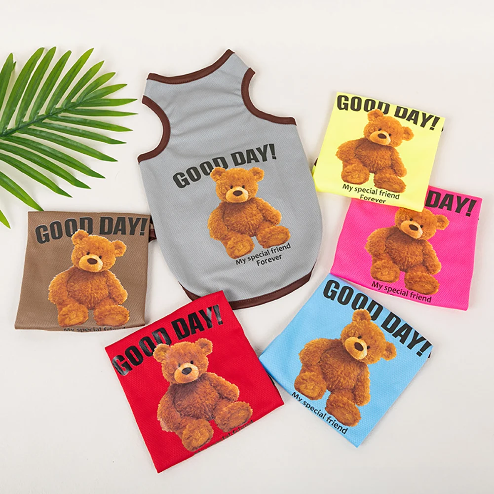 Pet Clothes Breathable Puppy Cat Dog Clothes for Small Dogs Thin Dog Vest Cartoon Bear Print Corgi 1005005614459897