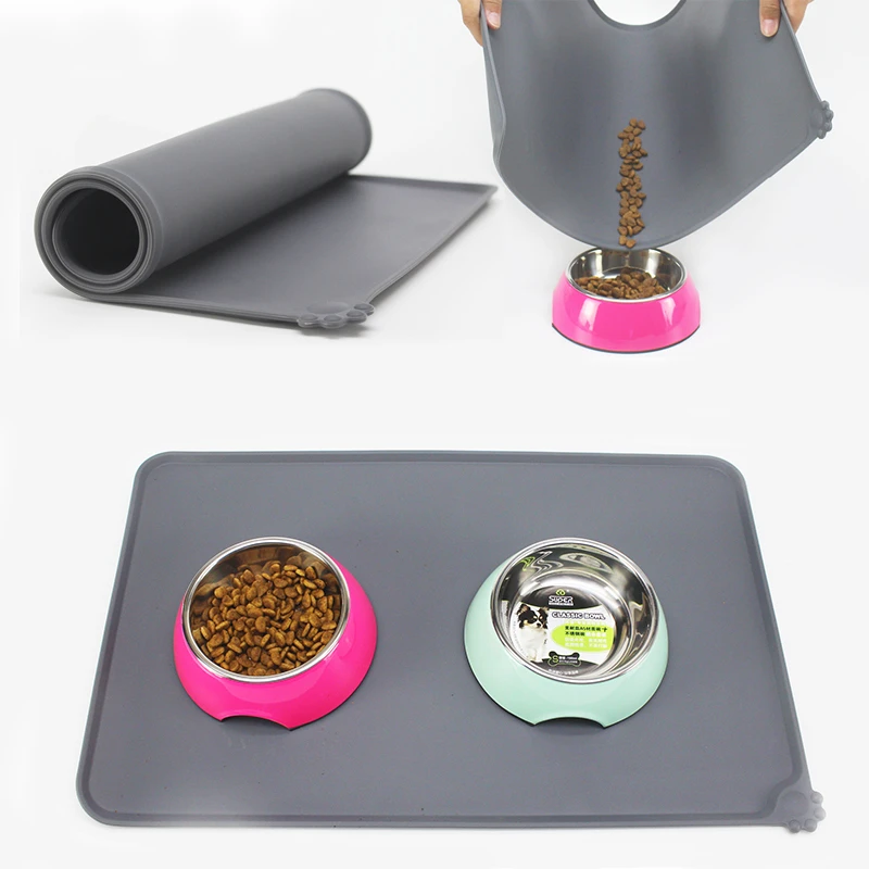 Winter Waterproof Pet Mat For Dog Cat Solid Color Silicone Pet Food Pad Pet Bowl Drinking Mat Dog 1005005619690373
