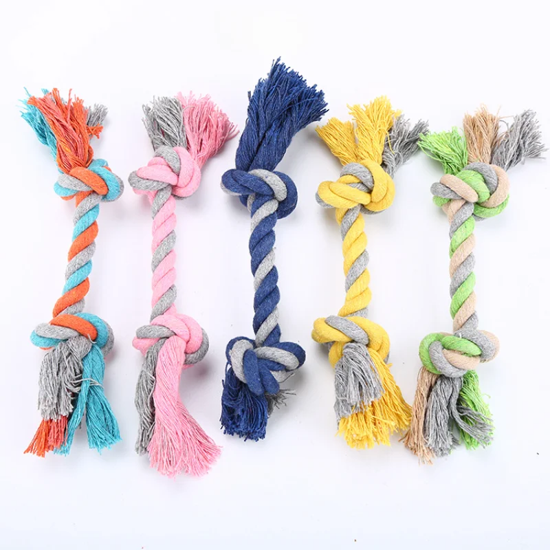Pet Dog Double Knot Chewing Rope Knot Puppy Toy Clean Teeth Durable Braided Bone Rope Pet Molar Toy 1005005682033820