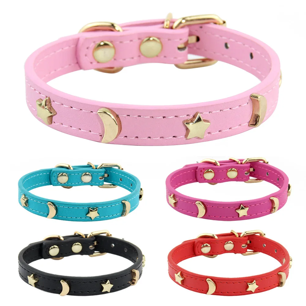 Cute Cat Collar Soft Leather Pet Collars For Small Dog Kitten Puppy Necklace Cat Accessories Star 1005005688723076