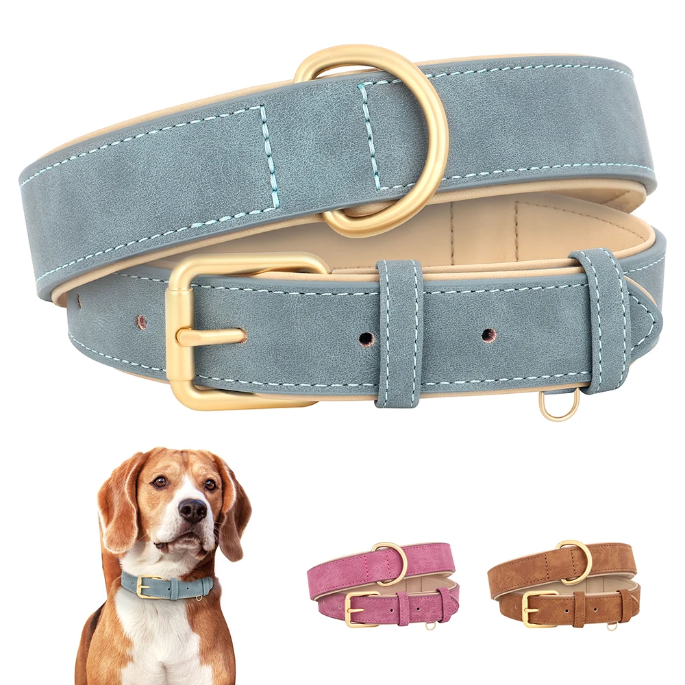 Leather Dog Collar Durable Dogs Collars Soft Padded Pet Pitbull Necklace Adjustable For Small 1005005732129931