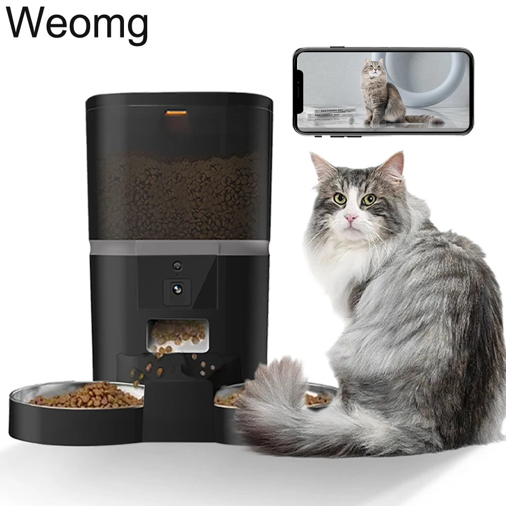 4L Double Meal Camera APP Automatic Pet Feeder Time For Pet Cats Dog Food Stainless Steel Bowl 1005005743303550