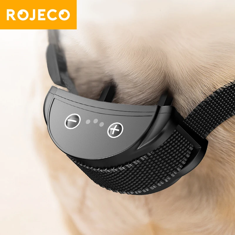 ROJECO Electric Dog Anti Bark Shock Collar Rechargeable Dogs Training Bark Control Collars For Pet 1005005753527972